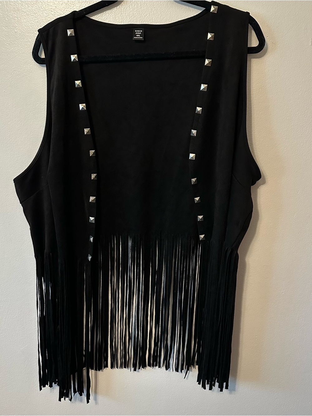 Shein Studded Velour Fringe Vest 4XL